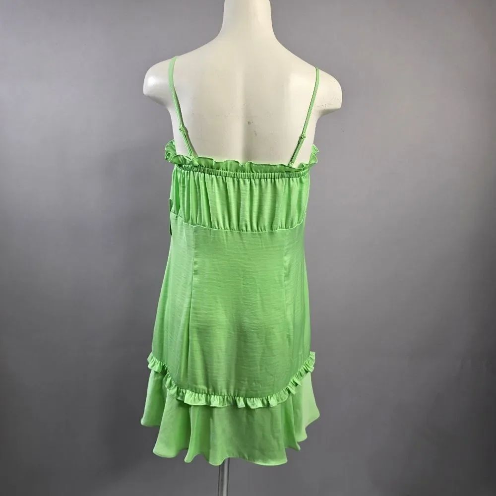 Bar III Green Ruffle Dress R8 - Picture 3 of 5